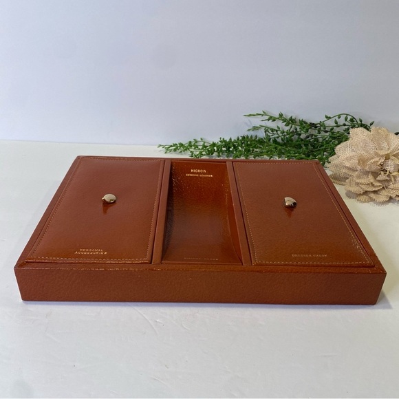 Genuine Leather Vintage Hickok Golf Theme Men's Dresser Top Caddy Valet - Picture 3 of 12